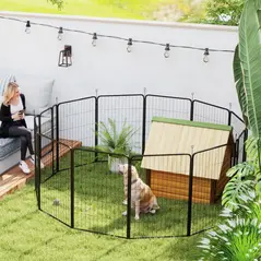 PawHut 12-Panel Solid Dog Playpen with Doors, for Large Dogs, 100cm Tall, Black - 8