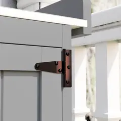 Outsunny Wooden Garden Shed, Garden Tool Storage Shed with Hinged Roof and Shelf, Outdoor Storage Cabinet with Double Doors, Grey - 9