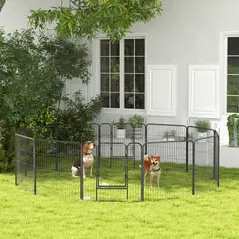 PawHut 12 Panels Heavy Duty Puppy Playpen, for Small Dogs, Indoor and Outdoor Use - Silver - 2