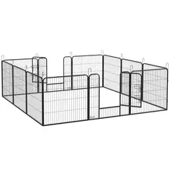 PawHut 12 Panels Heavy Duty Puppy Playpen, for Small Dogs, Indoor and Outdoor Use - Silver - 1