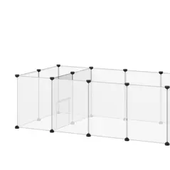 PawHut 18-Panel Small Animal Cage, Pet Playpen, for Guinea Pigs, Hedgehogs - White - 9