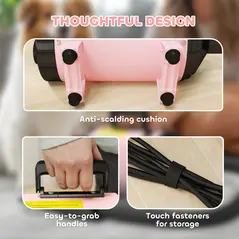 PawHut 2200W Dog Hair Dryer with Adjustable Temperature & Velocity, 3 Different Nozzles, Pink - 8
