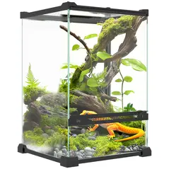 PawHut 12L Vivarium for Lizards, Frogs, Snakes, Turtles, Tortoises w/ Anti-Escape Design, Ventilation - 1