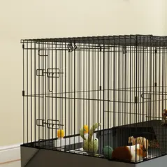 PawHut 2 in 1 Guinea Pig Cage, Rabbit Cage Pet Playpen with 2 Separate Area, Waterproof Oxford Fabric Floor for Hedgehogs - 8