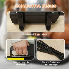 PawHut 2200W Dog Hair Dryer with Adjustable Temperature & Velocity, 3 Different Nozzles, Black - 8