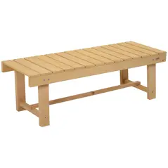 Outsunny Wooden Garden Benches, 2 Seater Outdoor Benches, Fir Wood Backless Patio Loveseat with Slatted Seat for Park, 110 x 38 x 35 cm, 3 Pieces, Natural Wood Finish - 1