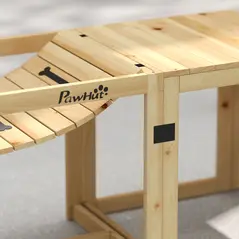 PawHut 3 Pieces Wooden Dog Agility Training Equipment with Soft Bridge, Pause Platform and Pet Stair for Outdoor, Natural Wood - 9