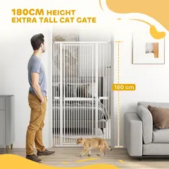 PawHut 180cm Extra Tall Pet Gate with 3.5 cm Narrow Gap, Pressure Mounted No Drilling Cat Gate for Doorways, 76-104cm Width - 4