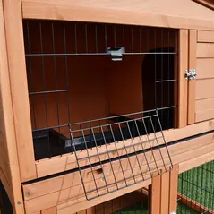 PawHut 2 Tier Rabbit Hutch Guinea Pig Hutch Ferret Cage with Ramp Slide Out Tray for Indoor Outdoor 100.5 x 55 x 101 cm - 5