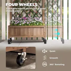 Outsunny Wooden Planter, with Metal Trellis - Brown/Black - 6