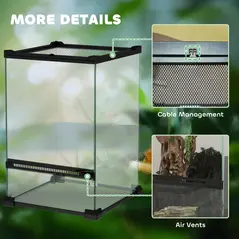 PawHut 12L Vivarium for Lizards, Frogs, Snakes, Turtles, Tortoises w/ Anti-Escape Design, Ventilation - 8