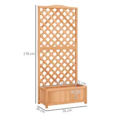 Outsunny Wooden Planter with Trellis, Freestanding Raised Bed for Garden with Lattice, Outdoor Planter Box for Climbing Plants, Vines, Flowers, 76 x 36 x 170 cm, Brown - 3