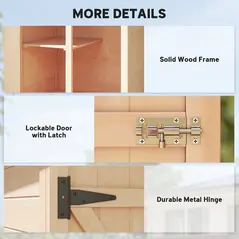 Outsunny Wooden Small Shed, Garden Storage Shed with Shelves and Bolt Latch, 75L x 56W x115H cm, Natural - 6