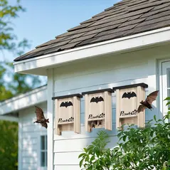 PawHut 3PCs Wooden Bat Boxes, Bat Houses Designed to Attract Bats & Easy to Hang for Outdoor, Garden, Farm, 18 x 6 x 22.5 cm - 2