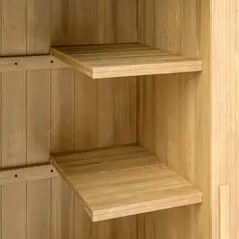 Outsunny Wooden Garden Storage Shed with 3 Shelves, Outdoor Tool Storage Cabinet with Tilt Roof and Lockable Door, 77.5 x 54.2 x 179.5 cm, Natural - 9