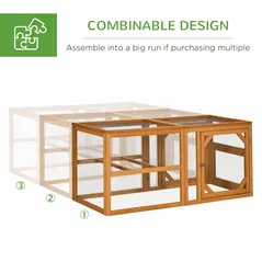 PawHut 2 Piece Wooden Chicken Coop and Run Set, Poultry Run Cage with Nesting Box, Slide-Out Tray, for 4-8 Chickens, Yellow - 8