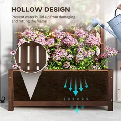 Outsunny Wooden Planter with Trellis, Freestanding Raised Bed for Garden with Lattice, Outdoor Planter Box for Climbing Plants, Vines, Flowers, 76 x 36 x 170 cm, Dark Brown - 6