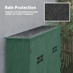 Outsunny Wooden Garden Shed with Two Windows, Tool Storage Cabinet, Outdoor Double Door organiser 127.5L x 50W x 164H cm, Green - 5