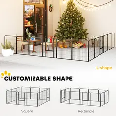 PawHut 12-Panel Solid Dog Playpen with Doors, for Large Dogs, 100cm Tall, Black - 4