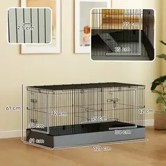 PawHut 2 in 1 Guinea Pig Cage, Rabbit Cage Pet Playpen with 2 Separate Area, Waterproof Oxford Fabric Floor for Hedgehogs - 3