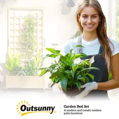 Outsunny Wooden Trellis Planter, Raised Garden Bed with Wheels, to Climb and Grow Vegetables, Herbs and Flowers, Natural - 9