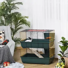 PawHut 2-Story Large Small Animal Cage w/ Accessories for Chinchillas Puppy Guinea Pig - 2