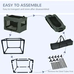 PawHut 60cm Pet Carrier, with Cushion, for Miniature Dogs - Grey - 7