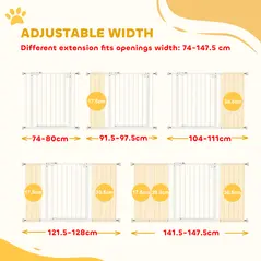 PawHut Adjustable Safety Gate w/ Three Extensions, Four Adjustable Screws, White - 4
