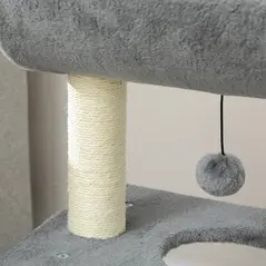 PawHut Cat Tree Tower, with Scratching Posts, Pad, Bed, Perch, Toy Ball - Light Grey - 9