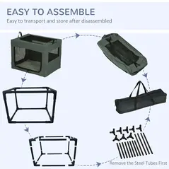 PawHut 69cm Pet Carrier, with Cushion, for Miniature and Small Dogs - Grey - 7