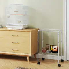 PawHut Bird Cage Budgie Cages for Finch Canary Parakeet with Stand Wheels Slide-out Tray Accessories Storage Shelf, White - 7