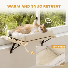 PawHut Cat Radiator Bed, Adjustable Hanging Cat Hammock with Removable and Washable Cushion for Indoor Cats, Cream White - 7