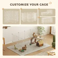 PawHut DIY 36 Panel Pet Playpen Metal Wire Fence for Chinchilla, Hedgehog, Bunny, Indoor, Outdoor Use, White - 4