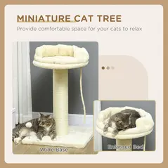 PawHut Cat Tree, with Sisal Wrapped Scratching Post - Cream - 4