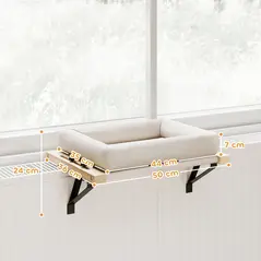 PawHut Cat Radiator Bed, Adjustable Hanging Cat Hammock with Removable and Washable Cushion for Indoor Cats, Cream White - 3