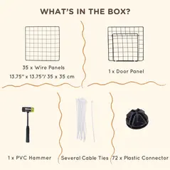 PawHut DIY Pet Playpen Metal Wire Fence Indoor Outdoor Rabbit Small Animals Cage 36 Panel Enclosure Black - 6