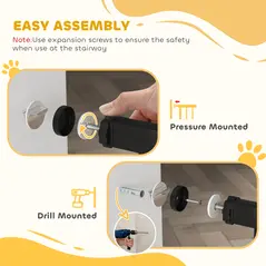 PawHut Adjustable Safety Gate w/ One Extensions, Four Adjustable Screws, Black - 7