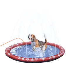 PawHut Dog Splash Pad, Pet Sprinkler Mat, Non-Slip Dog Paddling Pool, Foldable Outdoor Sprinkler and Splash Mat Water Play for Garden, Patio, Summer Fun, 150 cm - 1