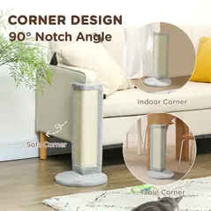 PawHut 56cm Corner Cat Scratching Post with Sisal Scratching Pad, Grey - 4