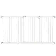 PawHut Adjustable Safety Gate w/ Three Extensions, Four Adjustable Screws, White - 1