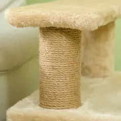 PawHut Adjustable Cat Steps, with House & Hanging Toy Ball - Beige - 8