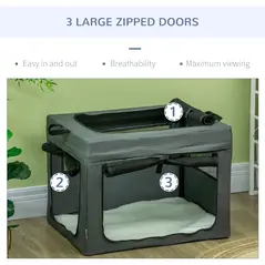 PawHut 69cm Pet Carrier, with Cushion, for Miniature and Small Dogs - Grey - 8