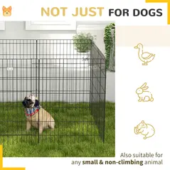 PawHut 8 Panel DIY Dog Pen with Door, for Dogs, Small Animals, Indoor/Outdoor Use, 91cm High - 5