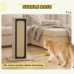 PawHut 63cm Cat Scratching Post, Cat Scratcher with Replaceable Scratching Board, Top Perch, Sisal Scratch Mat, Oak - 4
