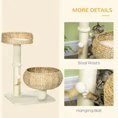 PawHut 72cm Cat Tree Kitten Tower, with Sisal Scratching Post, Two Beds, Toy Ball - 5
