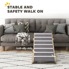 PawHut Dog Ramp for Couch, Adjustable Folding Pet Ramp, 4 Adjustable Height Dog Climbing Ladder, 35/43/47/50 cm Height - 5