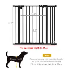 PawHut Adjustable Safety Gate w/ One Extensions, Four Adjustable Screws, Black - 3