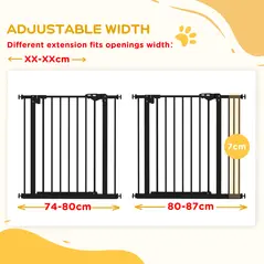 PawHut Adjustable Safety Gate w/ One Extensions, Four Adjustable Screws, Black - 6