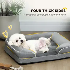 PawHut Dog Sofa Bed, Washable Pet Bed with Removable Cover and Non-Slip Bottom for Cats and Small Dogs, Grey - 5