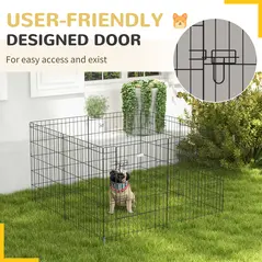 PawHut 8 Panel DIY Dog Pen with Door, for Dogs, Small Animals, Indoor/Outdoor Use, 76cm High - 7